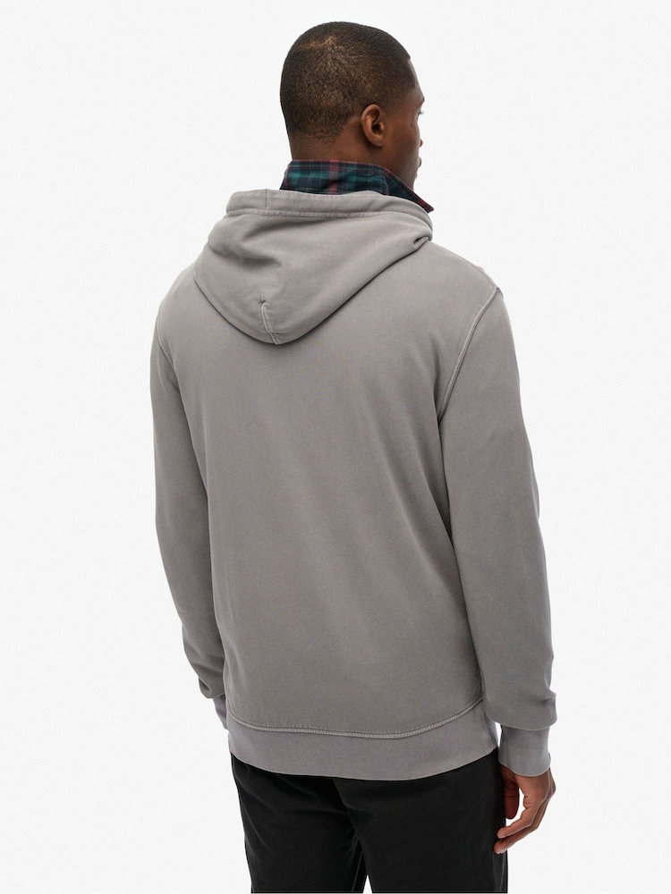 Superdry Grey Classic Essential Zip 100% Cottton Hoodie - Image 2 of 6