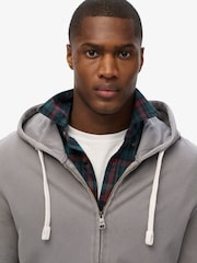 Superdry Grey Classic Essential Zip 100% Cottton Hoodie - Image 3 of 6