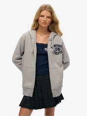 Superdry Grey Oversized Vintage Athletic Zip 100% Cottton Hoodie - Image 1 of 7