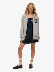 Superdry Grey Oversized Vintage Athletic Zip 100% Cottton Hoodie - Image 3 of 7