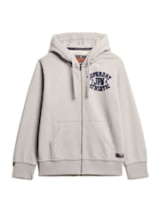 Superdry Grey Oversized Vintage Athletic Zip 100% Cottton Hoodie - Image 6 of 7