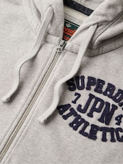 Superdry Grey Oversized Vintage Athletic Zip 100% Cottton Hoodie - Image 7 of 7