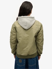 Superdry Green Oversized 100% Cotton Military MA1 Bomber Jacket - Image 2 of 6