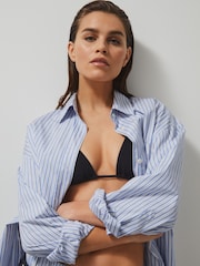 Reiss Soft Blue/White Hailey McLaren F1 Team Oversize Stripe Shirt - Image 1 of 7