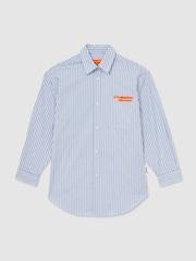 Reiss Soft Blue/White Hailey McLaren F1 Team Oversize Stripe Shirt - Image 2 of 7