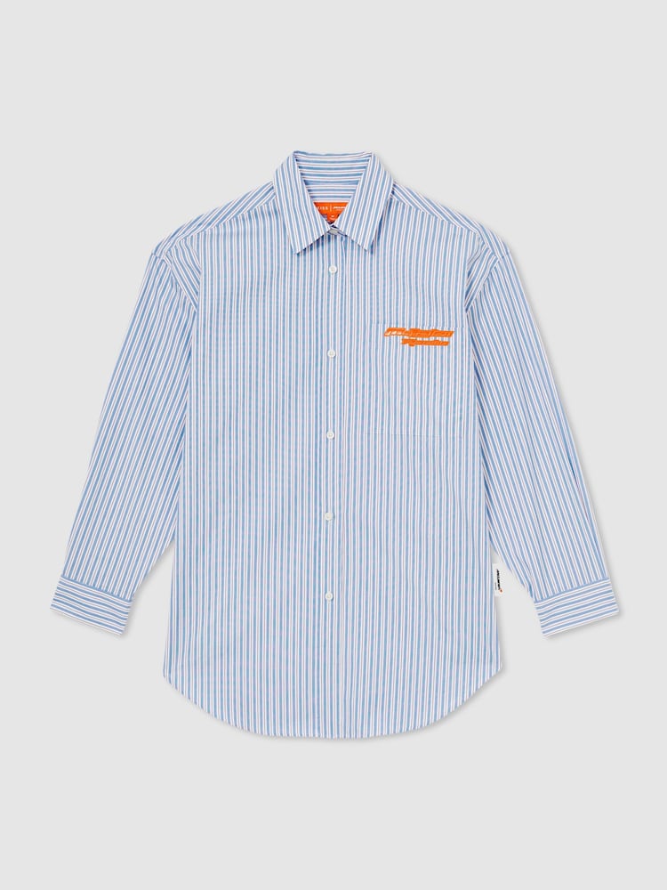 Reiss Soft Blue/White Hailey McLaren F1 Team Oversize Stripe Shirt - Image 2 of 7