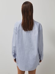 Reiss Soft Blue/White Hailey McLaren F1 Team Oversize Stripe Shirt - Image 4 of 7