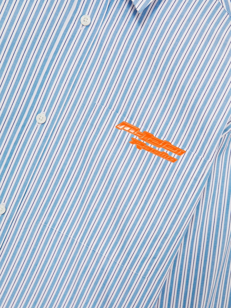 Reiss Soft Blue/White Hailey McLaren F1 Team Oversize Stripe Shirt - Image 7 of 7