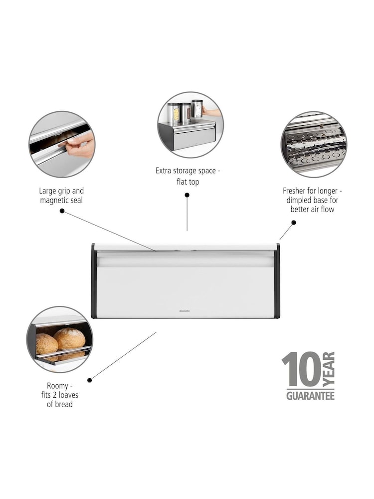 Brabantia White Fall Front Bread Bin - Image 2 of 6