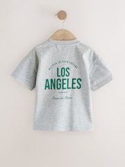 Grey Los Angeles 100% Cotton Short Sleeve Back Print T-Shirt (3mths-7yrs) - Image 2 of 4