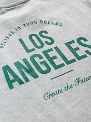 Grey Los Angeles 100% Cotton Short Sleeve Back Print T-Shirt (3mths-7yrs) - Image 3 of 4