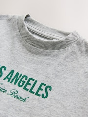 Grey Los Angeles 100% Cotton Short Sleeve Back Print T-Shirt (3mths-7yrs) - Image 4 of 4