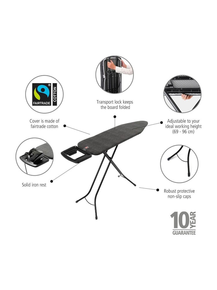 Brabantia Denim Grey Ironing Board Size B with Solid Steam Iron Rest - Image 5 of 5 Brabantia Denim Grey Ironing Board Size B with Solid Steam Iron Rest - Image 5 of 5