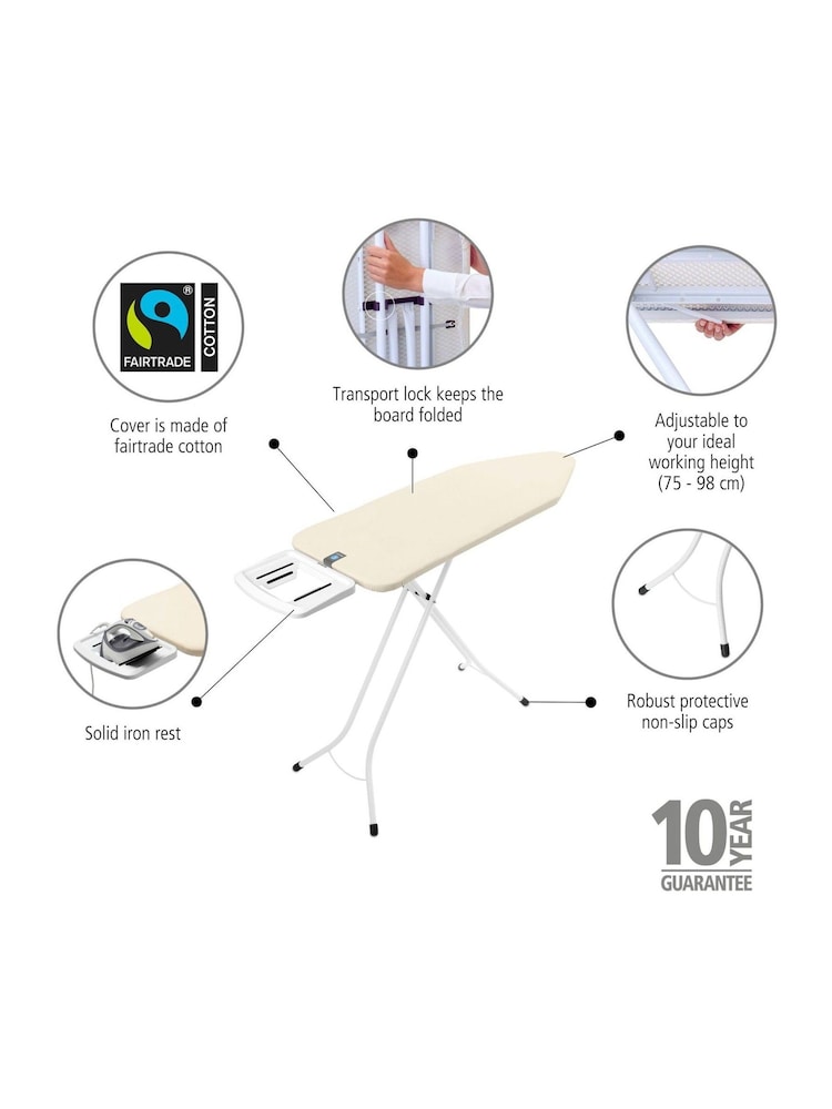 Brabantia Ecru Ironing Board Size C with Solid Steam Iron Rest - Image 6 of 6