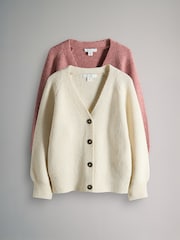 The Set Pink/Cream 2 Pack V-Neck Ribbed Knit Cardigans - Image 1 of 5