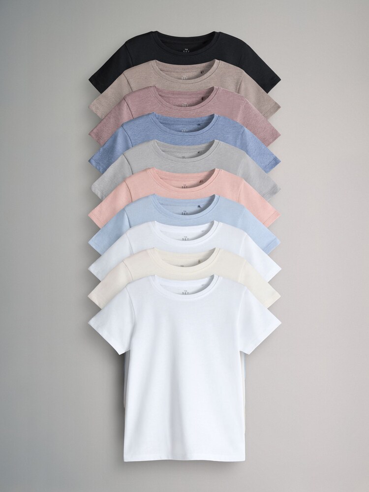 The Set Multi 10 Pack Cotton Blend Regular Short Sleeve T-Shirts - Image 2 of 13 The Set Multi 10 Pack Cotton Blend Regular Short Sleeve T-Shirts - Image 2 of 13