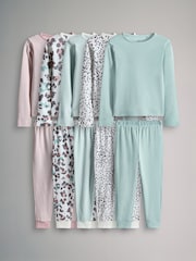 The Set White/Pink/Green 5 Pack Snuggle Fit Cotton Jersey Pyjamas Set - Image 1 of 13