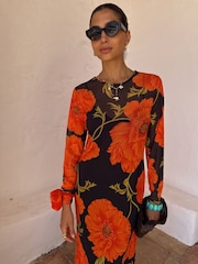 Never Fully Dressed Black Poppy Mesh Dress - Image 10 of 16