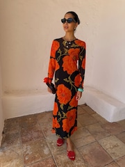 Never Fully Dressed Black Poppy Mesh Dress - Image 11 of 16