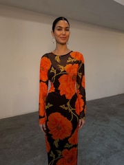 Never Fully Dressed Black Poppy Mesh Dress - Image 13 of 16