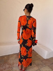 Never Fully Dressed Black Poppy Mesh Dress - Image 2 of 16