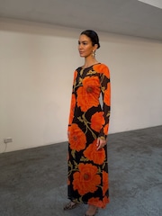 Never Fully Dressed Black Poppy Mesh Dress - Image 3 of 16