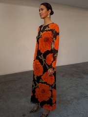 Never Fully Dressed Black Poppy Mesh Dress - Image 9 of 16