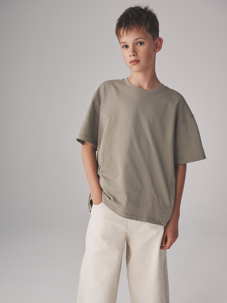 The Set Black/Grey Marl/Light Khaki/White 4 Pack Heavyweight Skater T-Shirts - Image 1 of 12 The Set Black/Grey Marl/Light Khaki/White 4 Pack Heavyweight Skater T-Shirts - Image 1 of 12