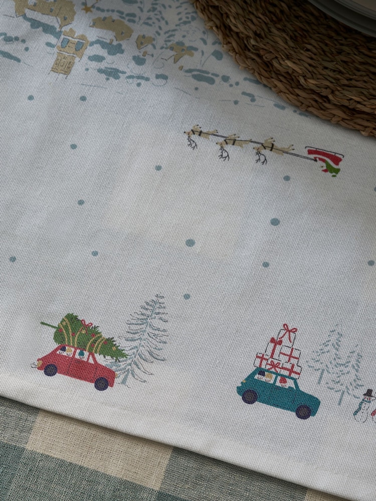 Sophie Allport Off White Home for Christmas Border Table Runner - Image 2 of 3 Sophie Allport Off White Home for Christmas Border Table Runner - Image 2 of 3
