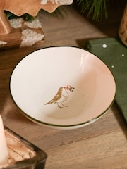 Sophie Allport Natural Robin Stoneware Nibbles Bowl - Image 1 of 3