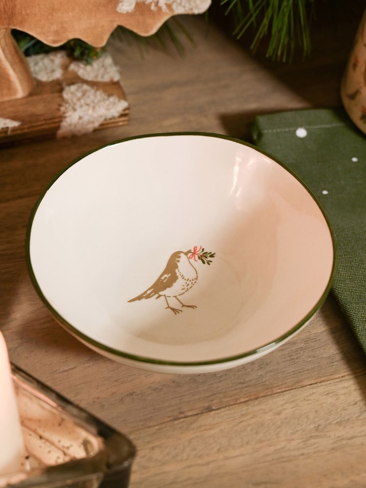 Sophie Allport Natural Robin Stoneware Nibbles Bowl - Image 1 of 3