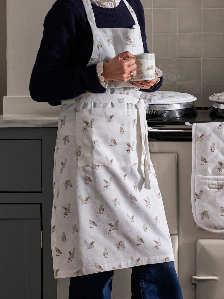 Sophie Allport Off White Snowy Owls Adult Apron - Image 1 of 3 Sophie Allport Off White Snowy Owls Adult Apron - Image 1 of 3