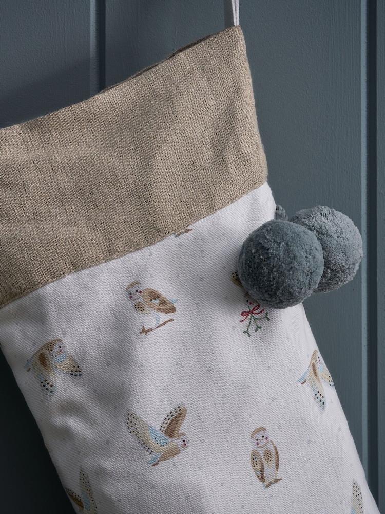 Sophie Allport Off White Snowy Owls Christmas Stockings - Image 2 of 3