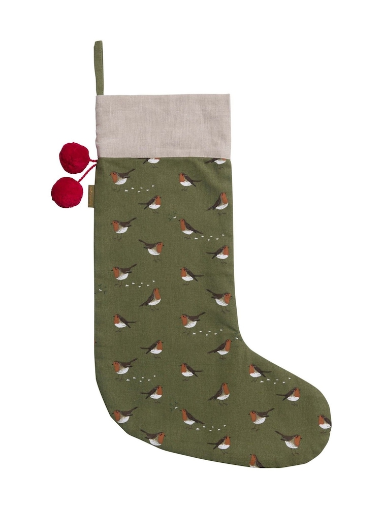 Sophie Allport Forest Green Robin Christmas Stockings - Image 2 of 2
