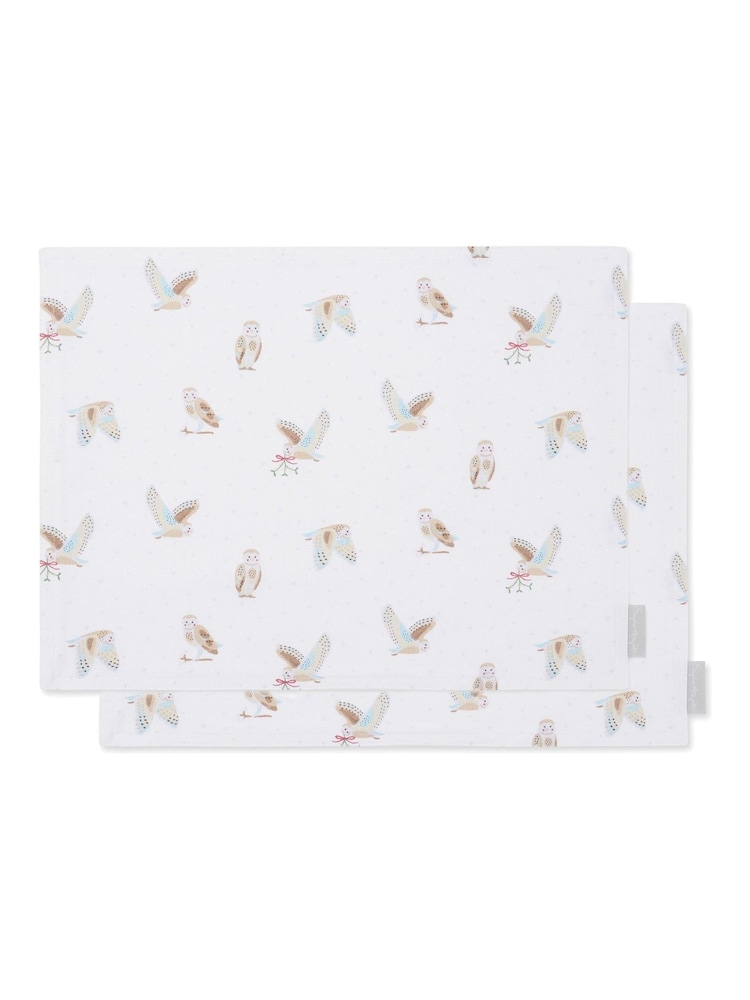 Sophie Allport Set of 2 Off White Snowy Owls Washable Placemats - Image 3 of 3 Sophie Allport Set of 2 Off White Snowy Owls Washable Placemats - Image 3 of 3