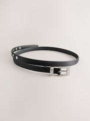 Black Sparkle Buckle Satin Skinny Belt - Image 6 of 7