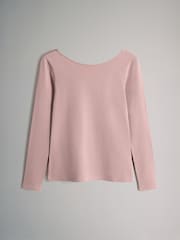 The Set Navy Blue/Chocolate Brown/Dark Red/Mid Pink 4 Pack Scoop Back Long Sleeved T-Shirts - Image 2 of 7
