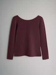 The Set Navy Blue/Chocolate Brown/Dark Red/Mid Pink 4 Pack Scoop Back Long Sleeved T-Shirts - Image 3 of 7