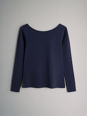 The Set Navy Blue/Chocolate Brown/Dark Red/Mid Pink 4 Pack Scoop Back Long Sleeved T-Shirts - Image 4 of 7