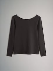 The Set Navy Blue/Chocolate Brown/Dark Red/Mid Pink 4 Pack Scoop Back Long Sleeved T-Shirts - Image 5 of 7