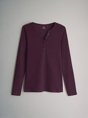 The Set Chocolate Brown/ Pink/Cream 4 Pack Ribbed Henley Long Sleeve T-Shirts - Image 4 of 7