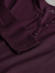 The Set Chocolate Brown/ Pink/Cream 4 Pack Ribbed Henley Long Sleeve T-Shirts - Image 6 of 7