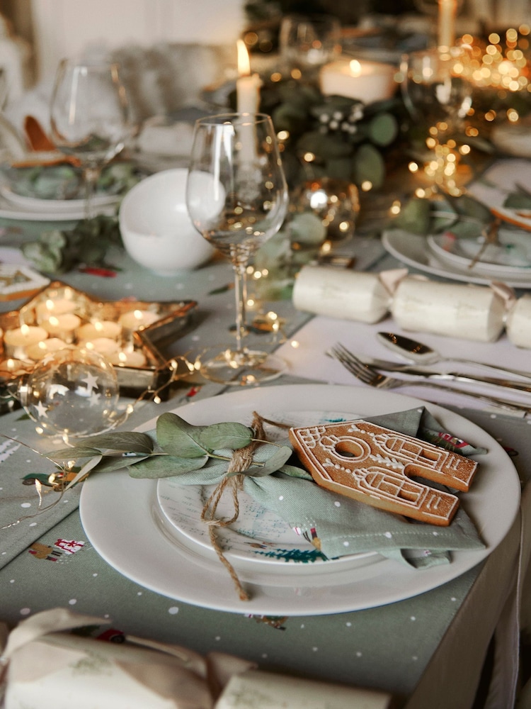 Sophie Allport Set of 2 Teal Blue Home for Christmas Fabric Placemats - Image 1 of 2 Sophie Allport Set of 2 Teal Blue Home for Christmas Fabric Placemats - Image 1 of 2