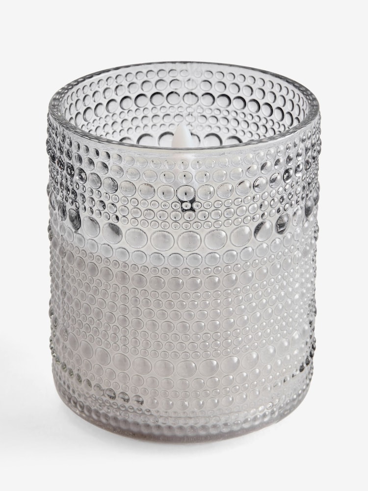 Smoke Grey Glass Small LED Pillar Candle - Image 1 of 1 Smoke Grey Glass Small LED Pillar Candle - Image 1 of 1