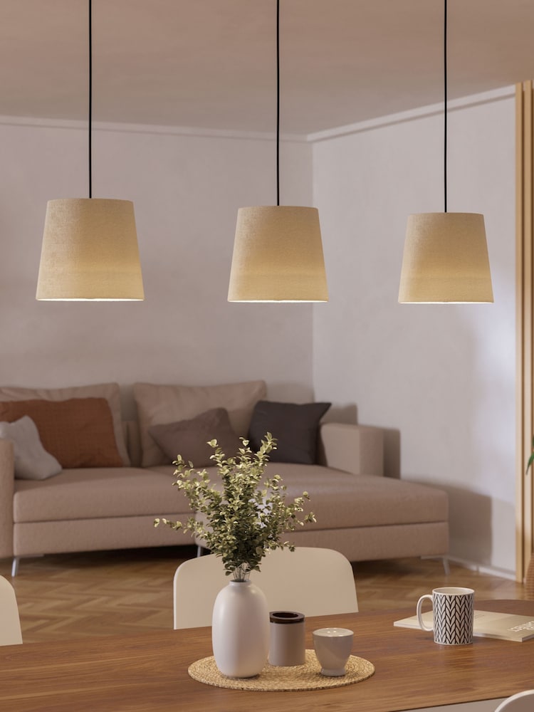 Eglo Febres Fabric Steel Shade Traditional 3 Pendant - Imagen 1 de 6 Eglo Febres Fabric Steel Shade Traditional 3 Pendant - Imagen 1 de 6