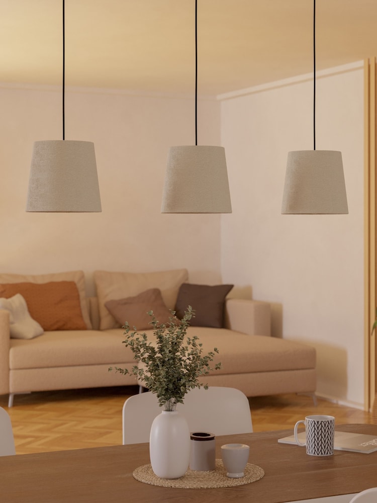 Eglo Febres Fabric Steel Shade Traditional 3 Pendant - Imagen 2 de 6 Eglo Febres Fabric Steel Shade Traditional 3 Pendant - Imagen 2 de 6