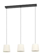 Eglo Black Febres Fabric  Steel Shade Traditional 3 Pendant - Image 3 of 6