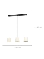 Eglo Black Febres Fabric  Steel Shade Traditional 3 Pendant - Image 5 of 6