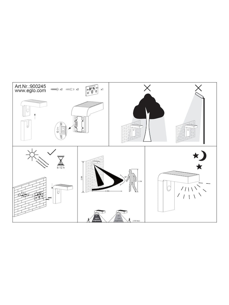 Stenska svetilka iz aluminija Eglo Baracconi LED Solar - Slika 6 iz 6 Stenska svetilka iz aluminija Eglo Baracconi LED Solar - Slika 6 iz 6