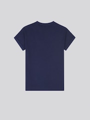 U.S. Polo Assn. Blue Womens Premium Graphic 100% Cotton Grown On Sleeve T-Shirt - Image 2 of 3